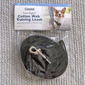 NWT 10’ Black Cotton Web Dog Training Leash for Recall